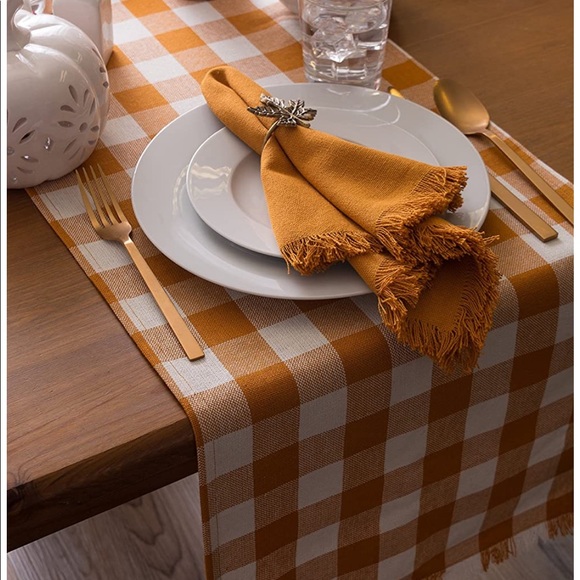 Burnt Orange Gingham Table Runner NWT - Picture 7 of 7